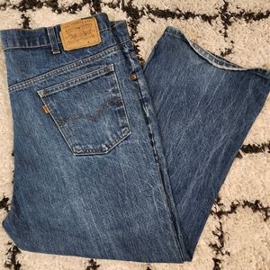 Vintage Levis 517 Orange Tab Denim Flare Jeans Mens 42x30 Made in USA 20517-0217